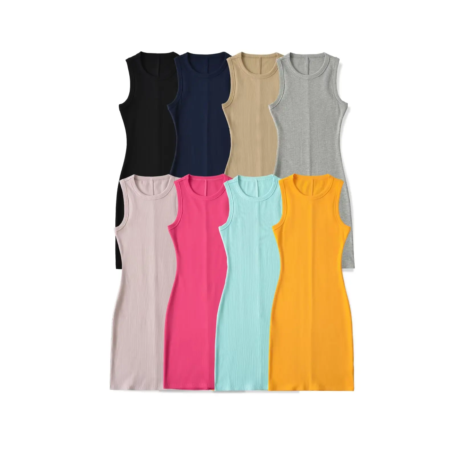 

Sweet Simple round Neck Sleeveless Vest Dress Hot Girl Outerwear Versatile Short Wraparound Skirt Summer High Waist Soft Fabric