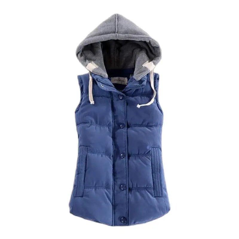 2024 Spring Woman Hot Sale Warm Down Vests Female Hot Sale Thick Vest Women Removable Hooded Doudoune Abajo Waistcoat Parkas