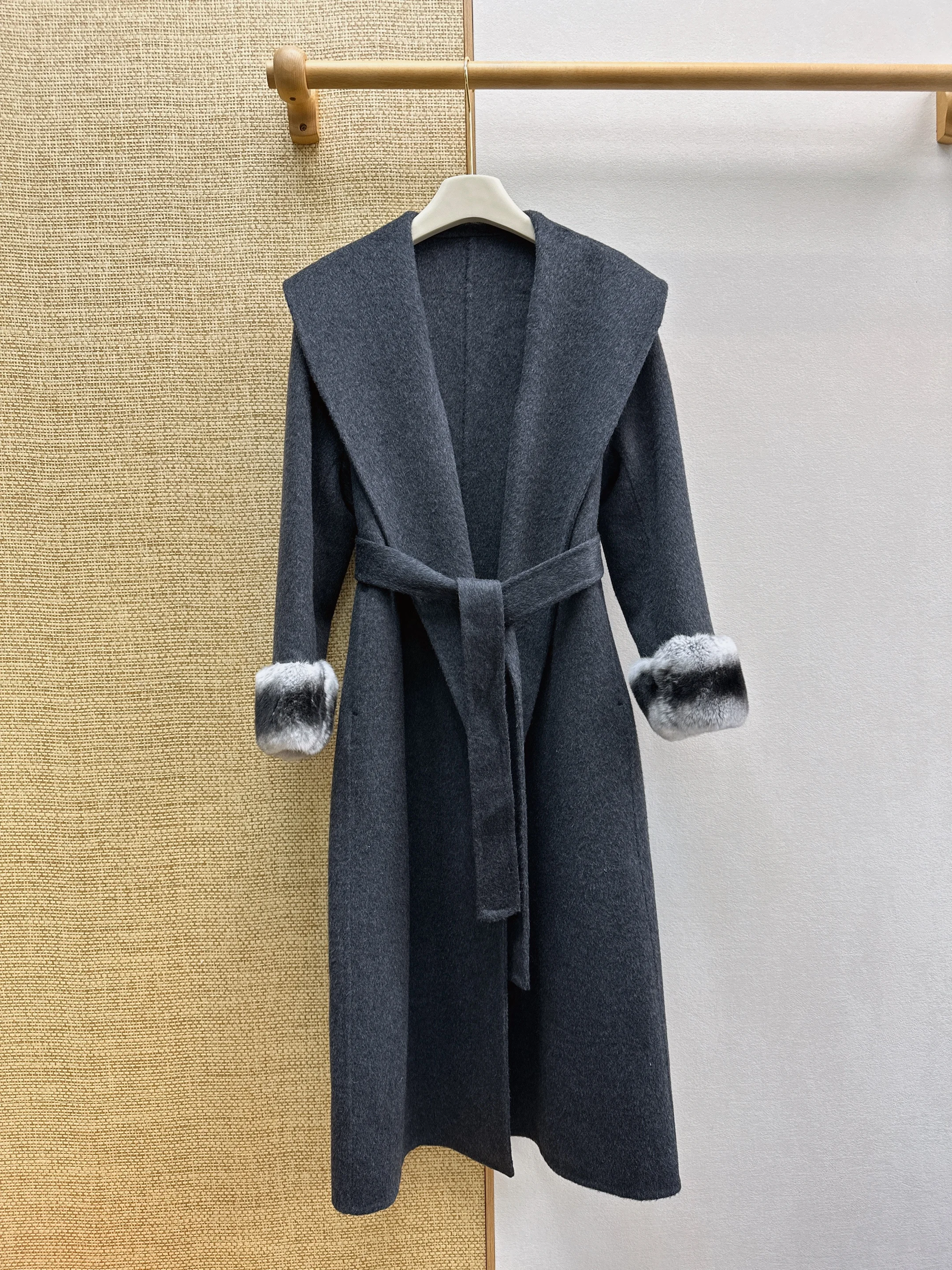 Women Large Lapel Long Double Faced Wool Coat Fall Winter New Outerwear