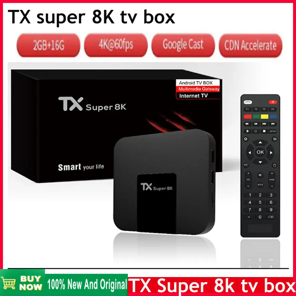 Mercado Global Media Player Set Top Box, alta Qualidade, Durável Usando, Android 11.0, Caixa de TV Inteligente, 8K, 2G, 16G, 8K, Genuíno