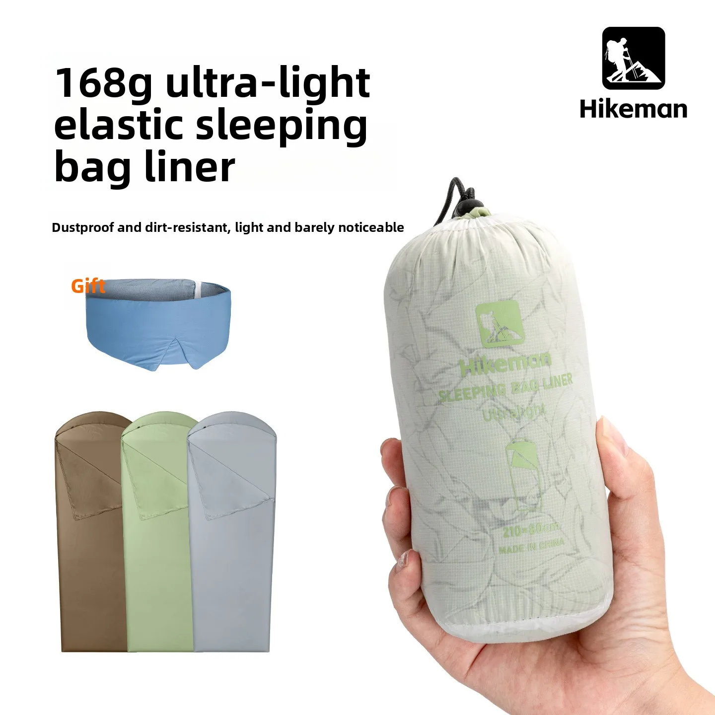 Ultralight Portable Sleeping Bag Liner for Camping Travel Hotel Hygiene Stretch Envelope Style with Eye Mask Washable Adult