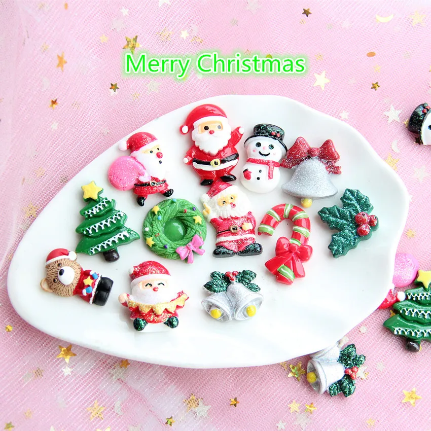 50PCS resin Santa Claus accessories DIY scarf gloves mobile phone case jewelry Amazon AliExpress cross-border supply