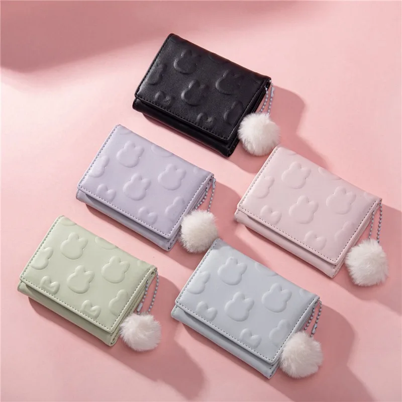 2024 Women Wallets Cute Rabbit Wallets Pocket Purse Card Holder Patchwork Wallet Lady Female Fashion Short Coin Burse Money Bag