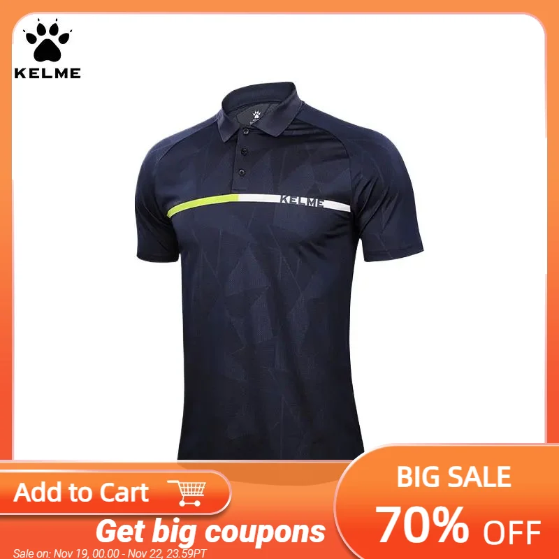 

Kelme Comfortable And Breathable Polo Shirt For Men's Summer Printed Short Sleeve Sweatwicking Running Outdoor Sports T-shirt