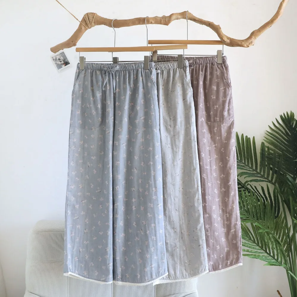 

Cotton Women’s Pajama Pants Sleepwear Home Pants Thin Bottoms Spring Summer Casual Floral Printed Homewear Pants Sleeping Wear