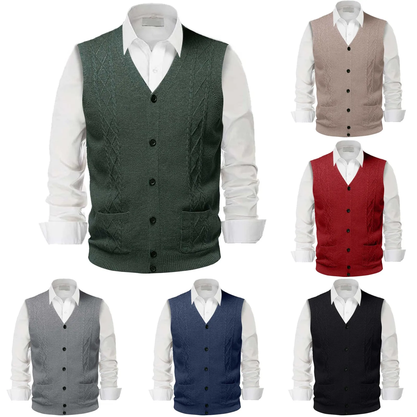 

Пакет футболок для мужчин, мужской и зимний одинарный свитер, жилет с v-образным вырезом, однотонная шерстяная рубашка без воротника, комбинированная футболка с приталенным принтом