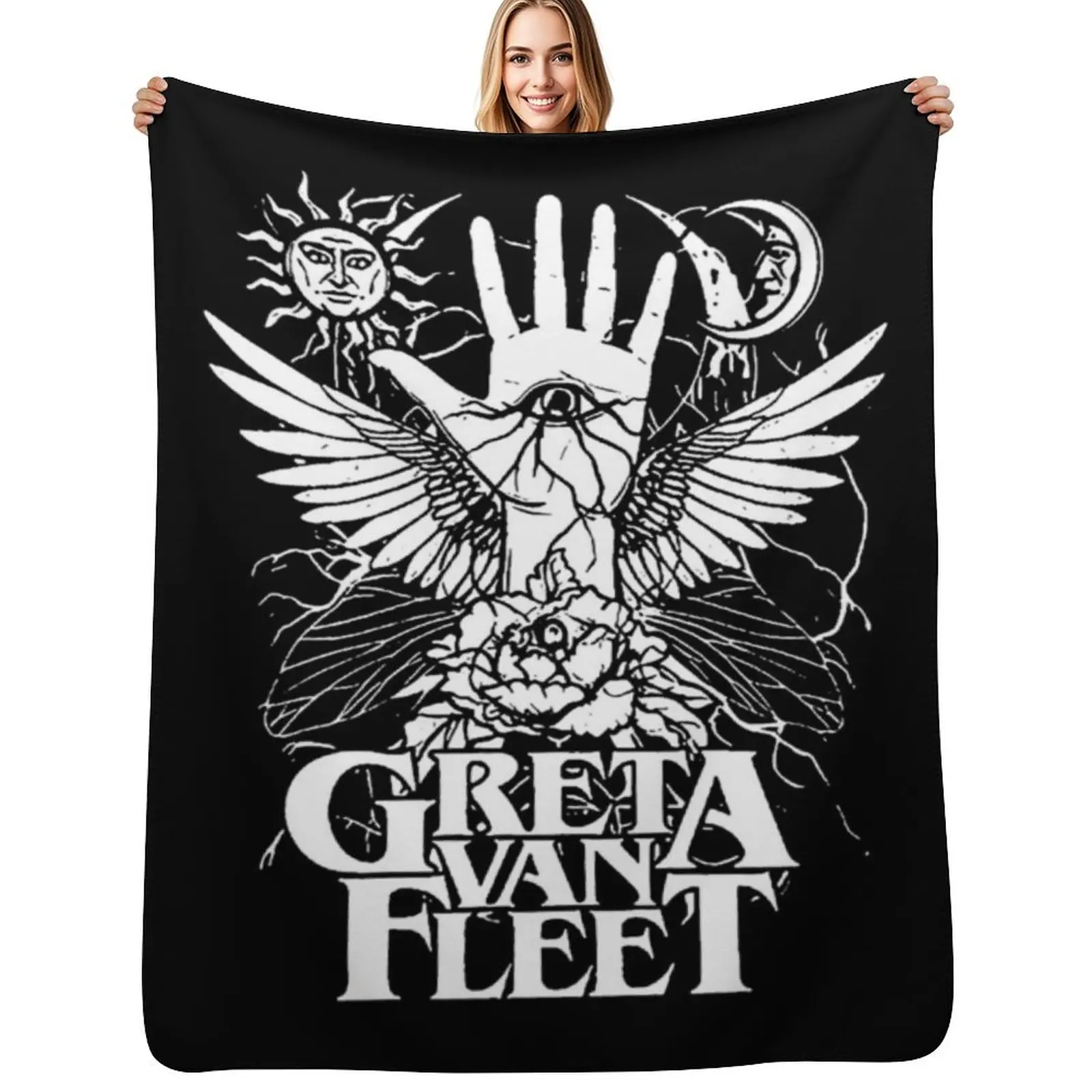 Greeta van fleet6 Greta Van Fleet Retro Musical Greta Van Fleet Rock Band Boho Throw Blanket Furrys Multi-Purpose Blankets