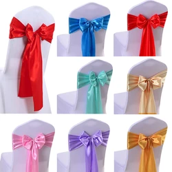 10/50/100pcs/Lot Satin Chair Bow Sashes Wedding Indoor Outdoor Chair Ribbon Butterfly Ties Party Event Hotel Banquet Decoration