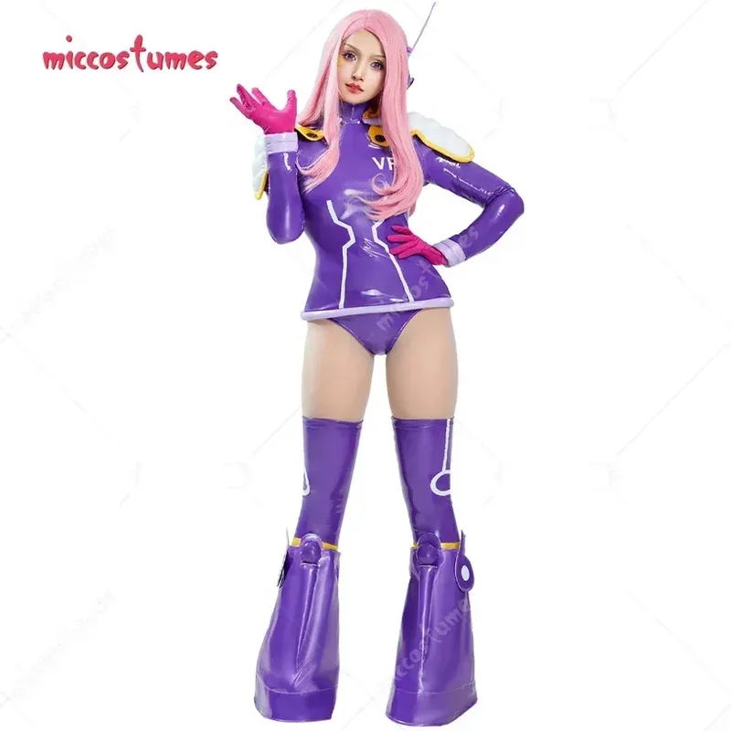 

Miccostumes's-8 Women's Egghead Cosplay Costume Long-Sleeved Hoodie Top Triangle Panty with Thigh-High Socks and Gloves