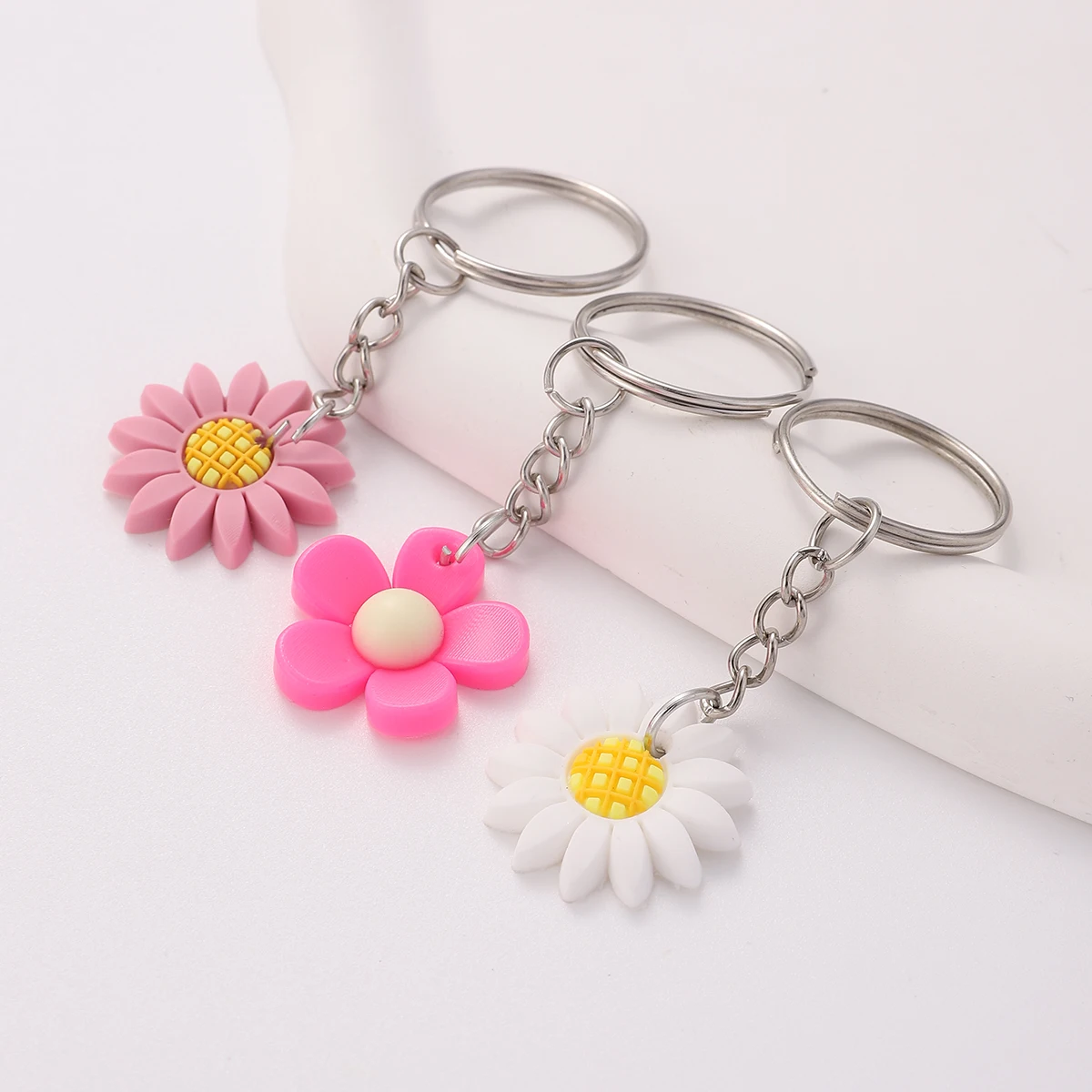 PVC Flower Charm Keychain, Soft Sun Flower Pendant, Chaveiro Ornamentos, Carteira Bag, Mochila Charme, Aniversário Party Gift, 30Pcs