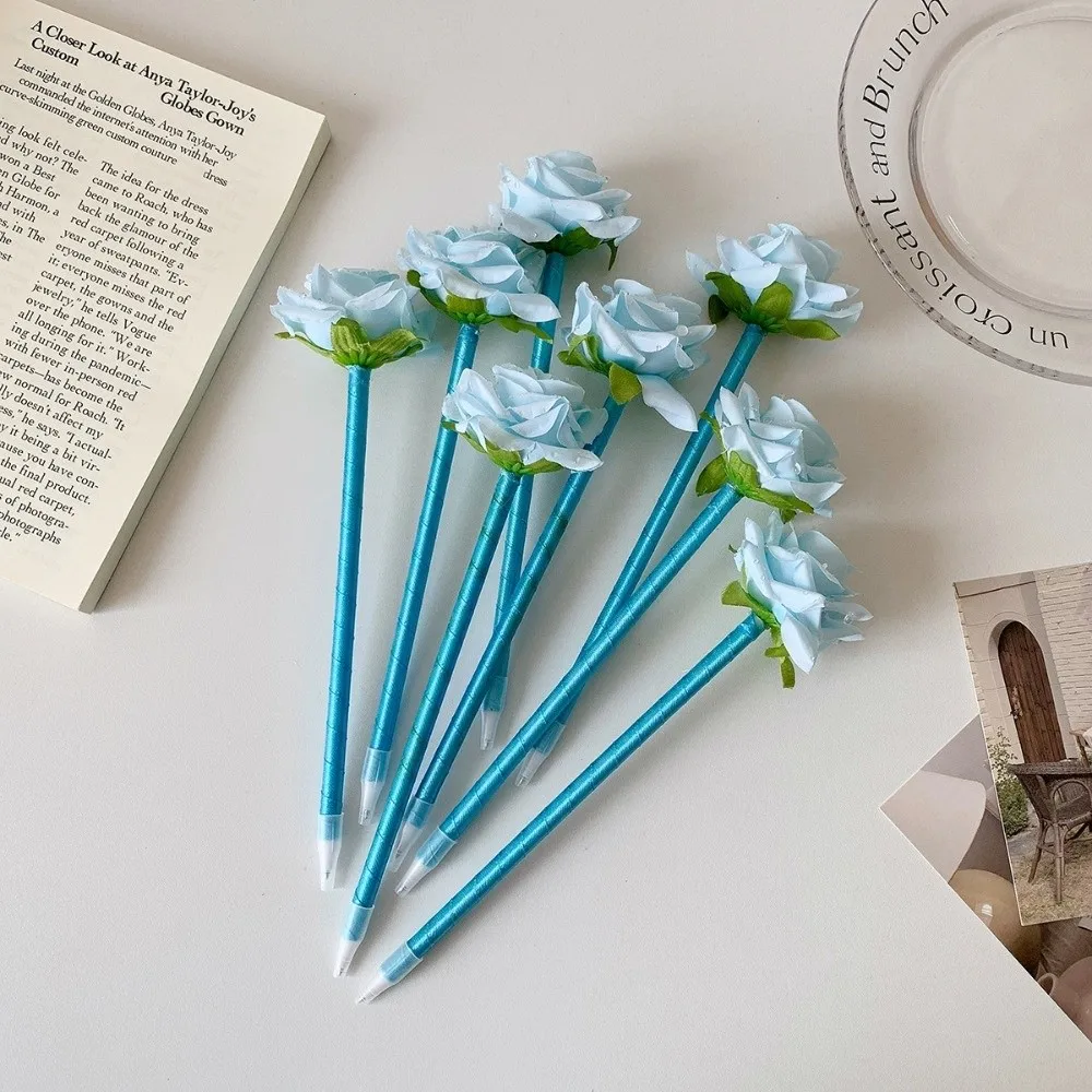Fake Rose Artificial Flowers Ballpoint Pen Simulation Peony Desktop Ornament Neutral Gel Pens Writing Smoothly DIY Vase Decor