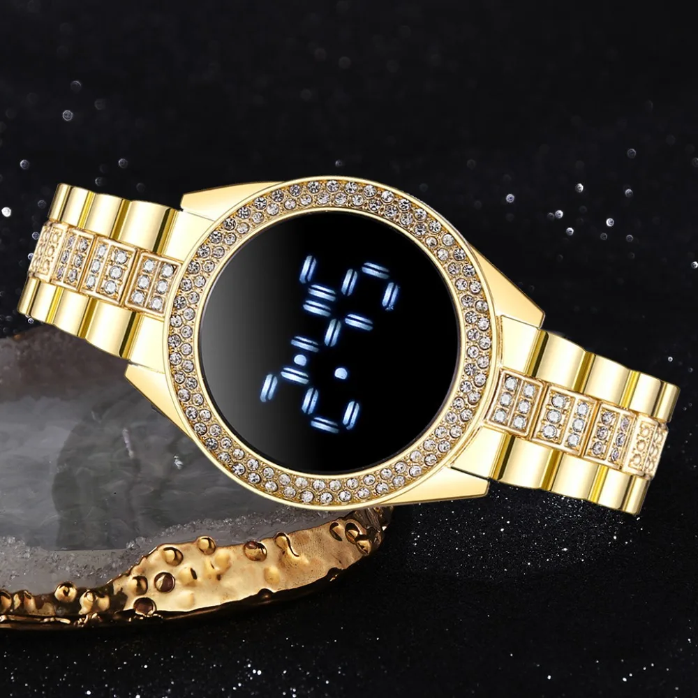 

Luxury Led Women Watches Diamond Bracelet Stainless Steel Chain Watch for Women Rose Gold Dress Casual Quartz Watch Reloj Mujer