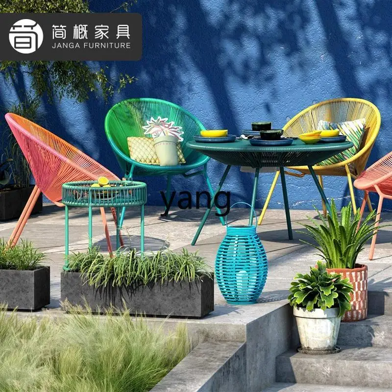 ZL outdoor table and chair three-piece garden courtyard leisure rattan chair balcony small table and chair