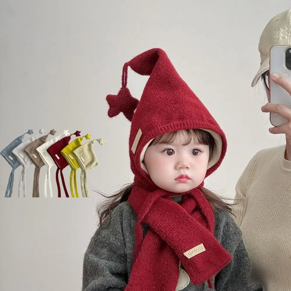 

Windproof Soft Warm Hat Ear Protection with Star Warmer Beanie Cap Lace Up Design Outdoor Thick Ear Protection Bonnet Children