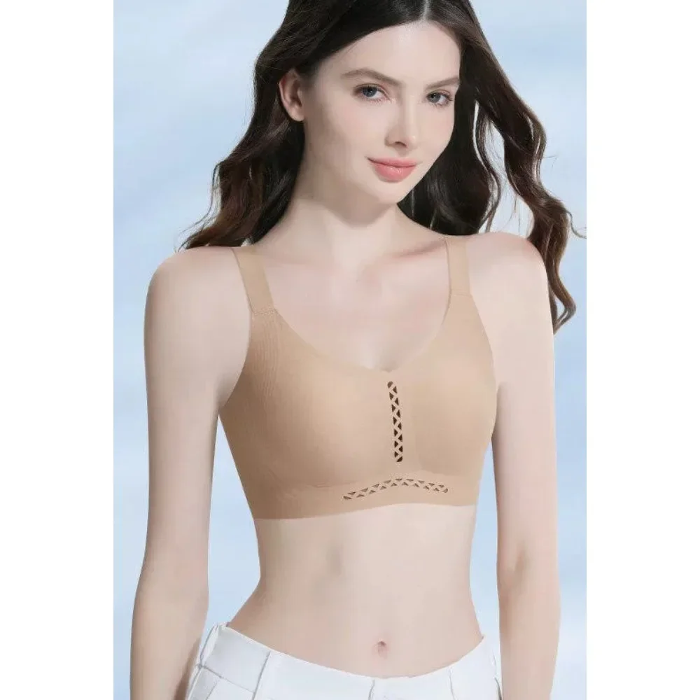 KUCLUT Thin Seamless Minimizer Bra Wireless Plus Size Breathable Side Lift Anti Sag Comfort Underwear for Large Bust Girls 34-44