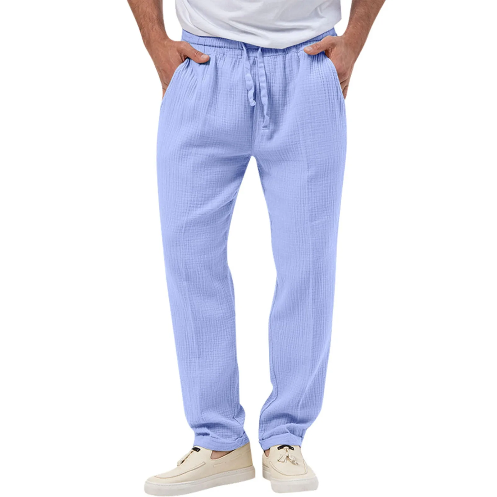 

2023 New Men's Cotton Linen Pants Male Spring Autumn Breathable Solid Color Casual Linen Trousers Fitness Streetwear Pantalones