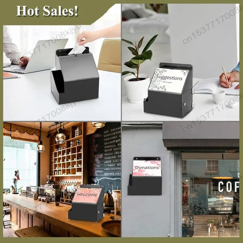 -A23G Acrylic Suggestion Box With Lock Wall Mounted Acrylic Donation Box With 5X7inch Sign Slot Office Ballot Boxes