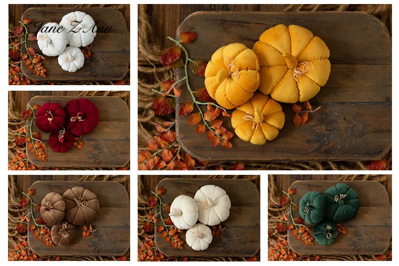 Colorful pumpkin combination velvet washable baby boys girls baby children shooting newborn photography props