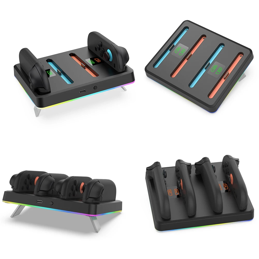 

Controller Charger 4 in 1 Magnetic Controller Charger Stand Station with RGB Lights for Nintendo Switch2 Accessories