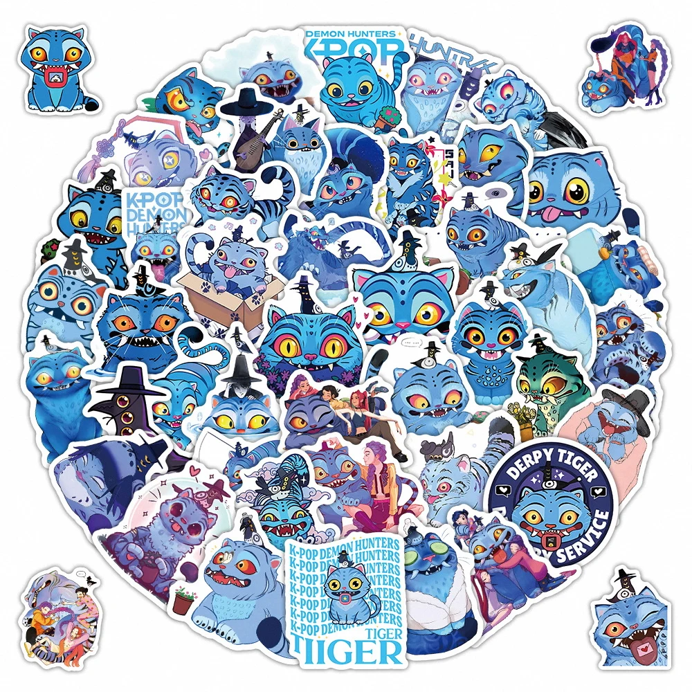 

56pcs KPOP Demon Hunter Derpy Tiger Idol Movie Animes Cartoon Graffiti Stickers Phone Guitar Laptop Notebook Suitcase Cup Decals