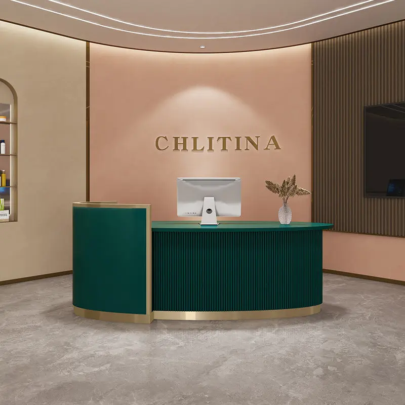 * Modern Luxury Reception Desk Cash Register Counter for Beauty Salon Clothing Shop Paint Bar Arc Reception Desk