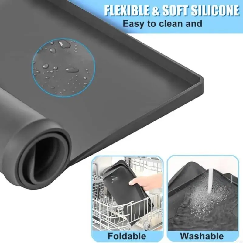 Dishwasher Pan Dishwasher Drain Pan Mat Dishwasher Silicone Mat Multifunction Nonslip Soft Silicone Portable Waterproof N58D
