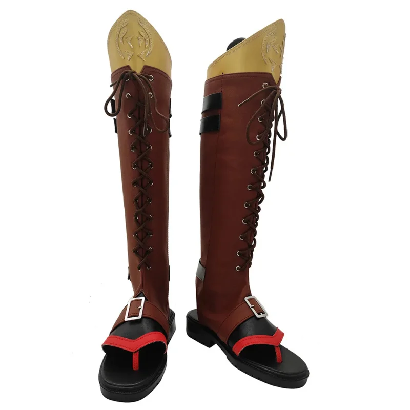 Sepatu boot Cosplay Genshin Impact Thoma Cosplay Aksesori kostum Halloween buatan khusus