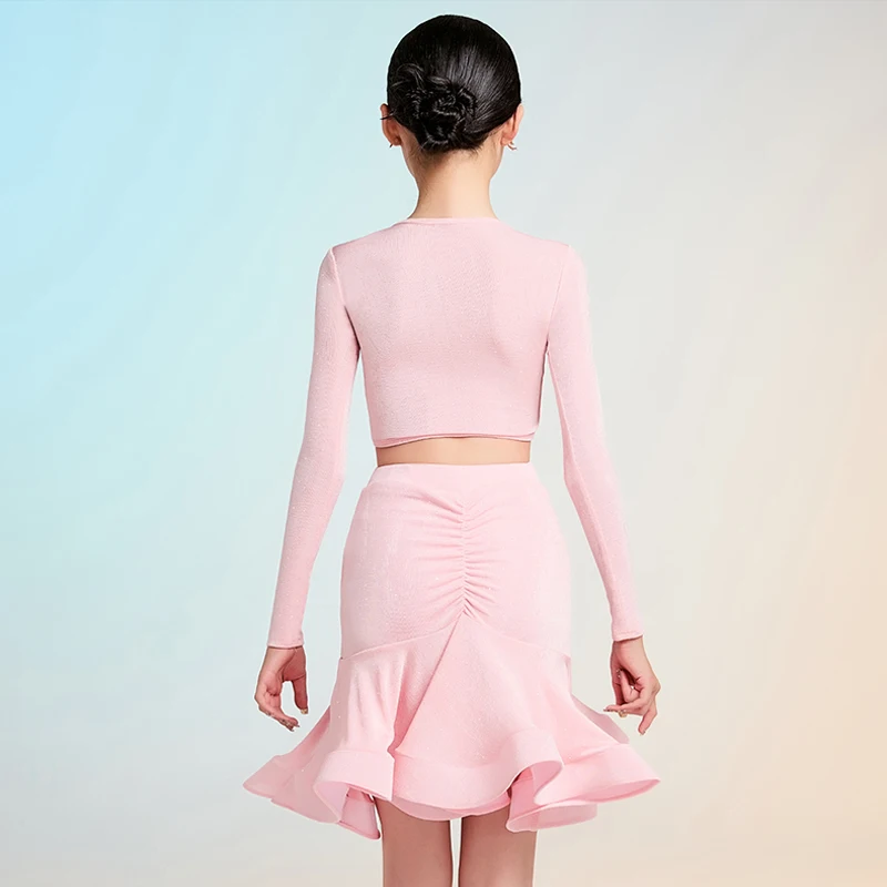 ラテンダンストレーニング服女の子のタンゴダンスステージパフォーマンス着用練習ダンス服ウエディングワルツcostum VBH949