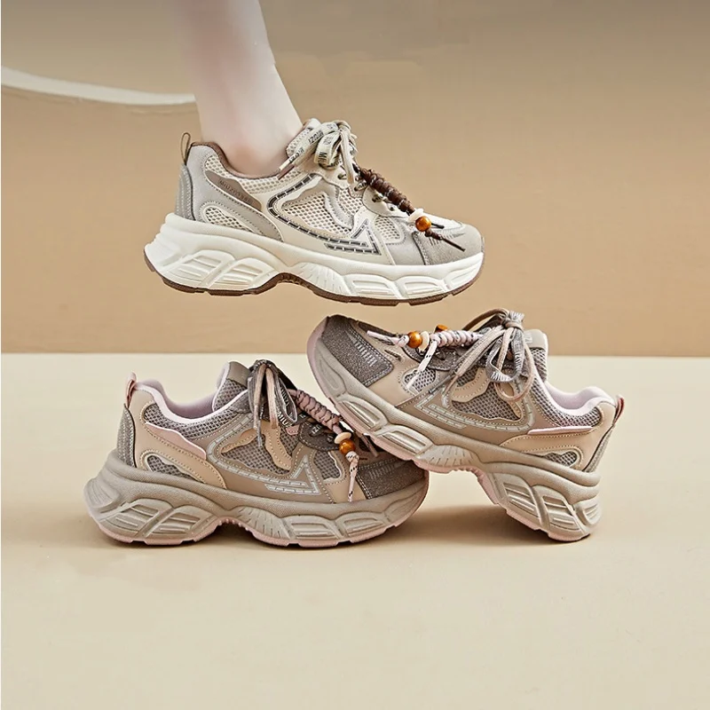 

Versatile Thick-Soled Casual Shoes for Middle-Aged & Young Women Height-Increasing Spring Autumn New Dad Sports Running Shoes