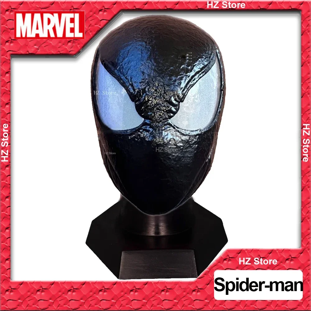 Marvel Black Spider-Man 2 Venom Mask Not-detachable Eyes Cosplay Head Cover 1:1 3D Handmade Wearable Helmet for Birthday Gift