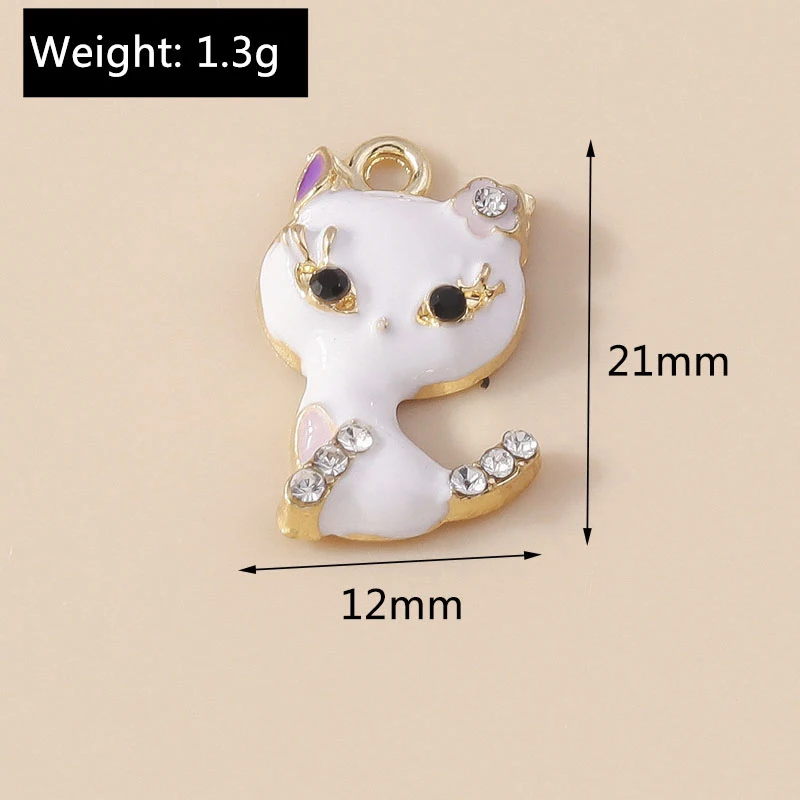 Leslie 10 Stück süße Emaille-Anhänger mit weißer und schwarzer Katze für Schmuckherstellung, DIY-Ohrringe, Armbänder, Halsketten, Anhänger, Zubehör – Detail 5