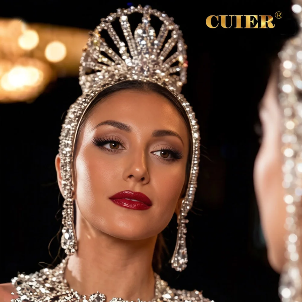 

Классическая тиара CUIER для элегантных женщин, крупное украшение для головы для свадебных церемоний и особых случаев, корона со стразами