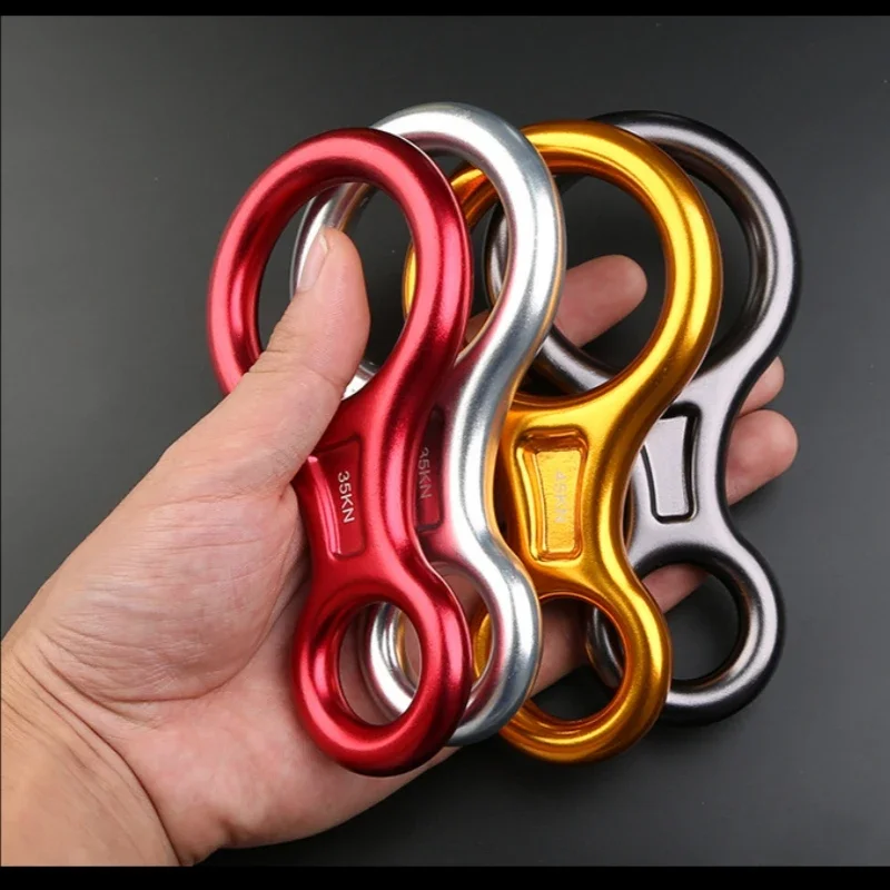 Rock Climbing Carabine 8shape Rigging Descender Aluminum Figure Belay Device Abseiling 35KN Eight Ring Downhill Equipment