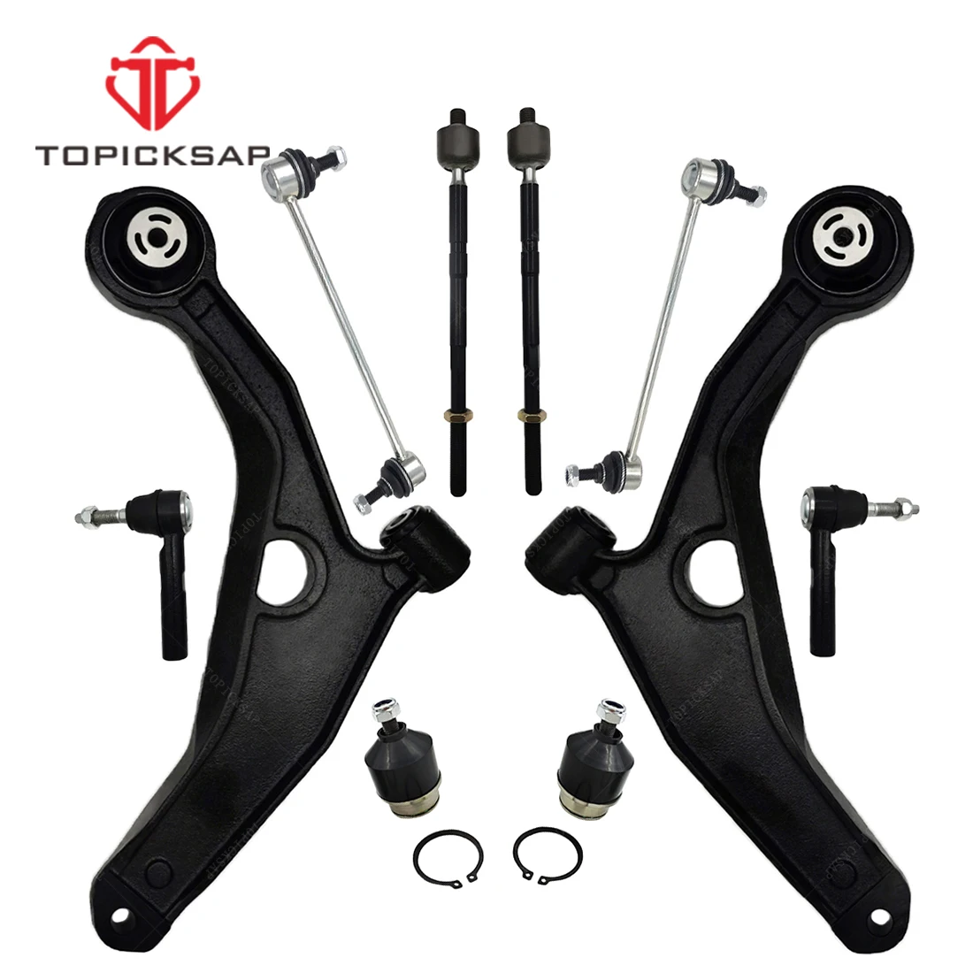 TOPICKSAP 10Pcs Front Lower Control Arm Tie Rods Assembly Kit for Chrysler 200 Sebring Dodge Avenger 2007-2011 2012 2013 2014