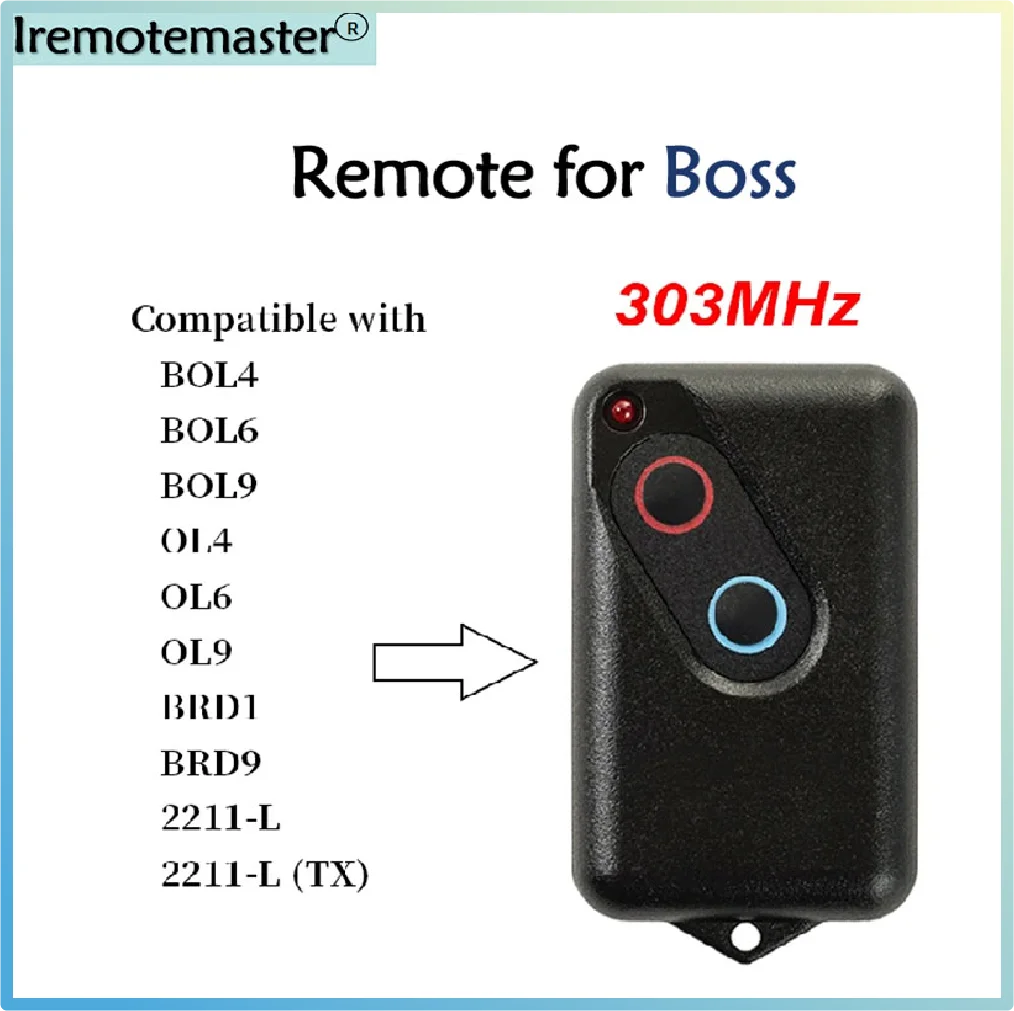 

Newest Boss Guardian Steel-Line 2211L Compatible Garage Door Remote for BHT4 BRD1 BOL4 BOL6 303mhz