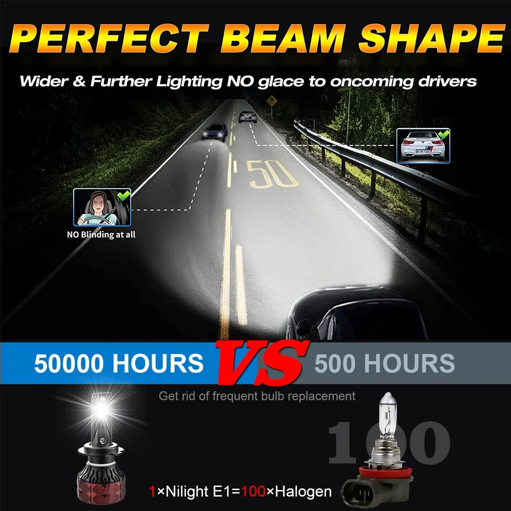 Super brilhante h4 h7 h11 led farol canbus h1 9005 hb3 9006 hb4 9012 6000k 110w 230000lm lâmpada de nevoeiro 1:1 mini lâmpada para carro