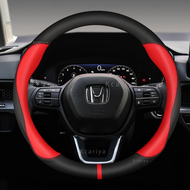 

For Honda CRV Steering Wheel Cover Genuine Leather Carbon Fiber 2.0L 2004 2.4L 2005 2007 2008 2010 2012 2013 2015 2016