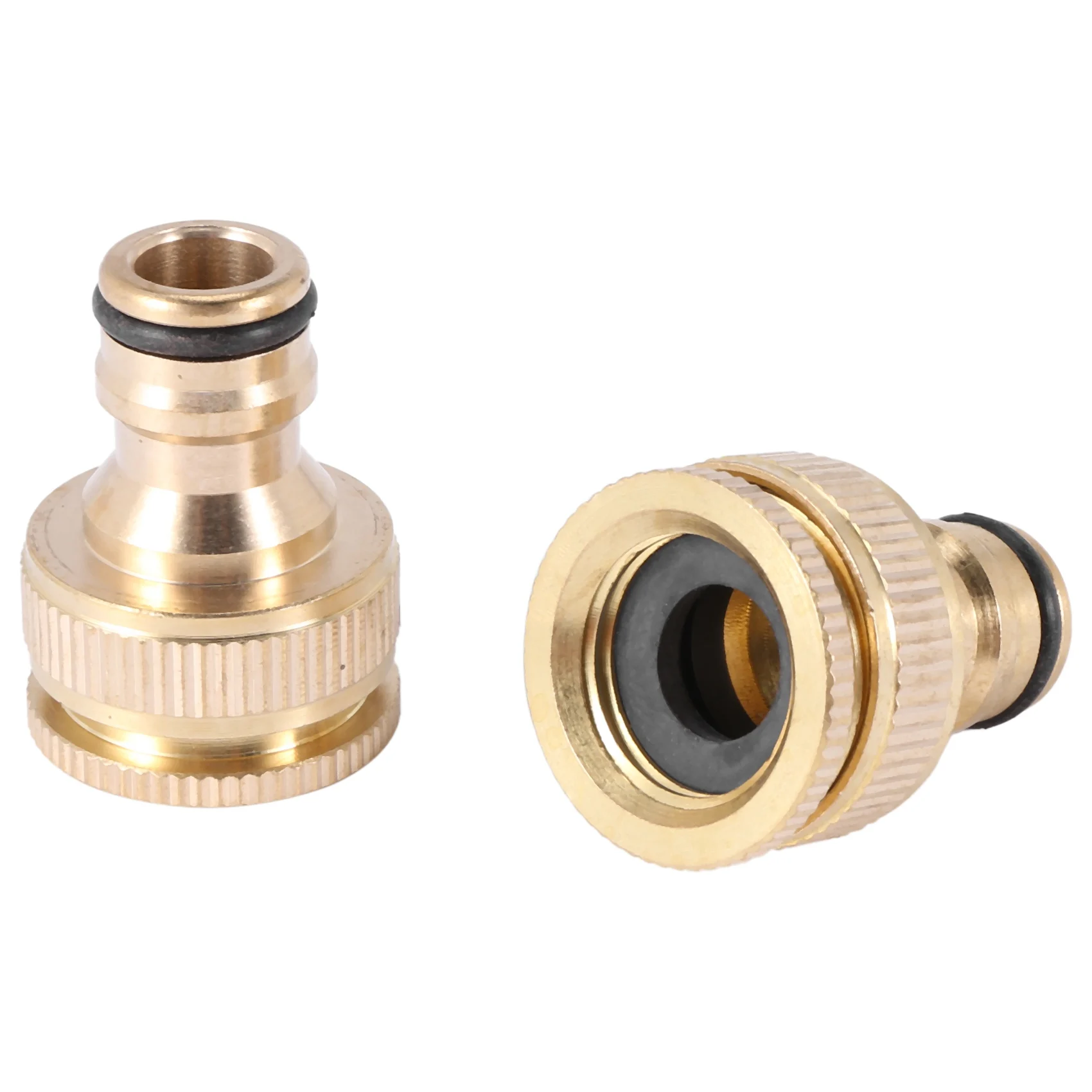AT21-2 Pack Brass Garden Hose/Hosepipe Tap Connector 1/2 Inch And 3/4 Inch 2-In-1 Female Threaded Faucet Adapter