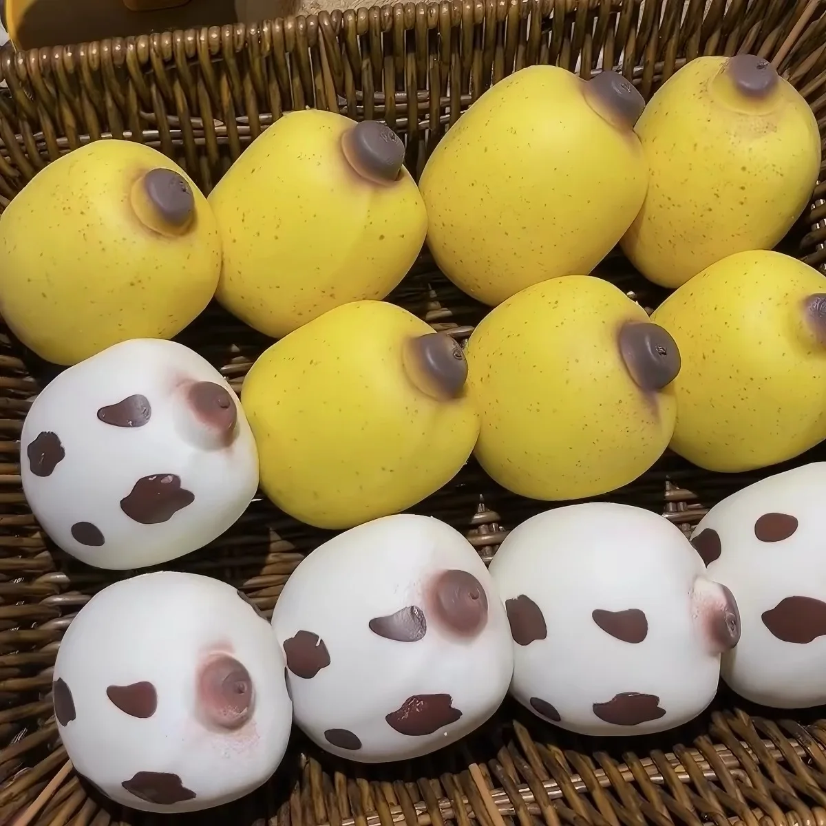 Crunchy Cow Banana Squishy Stress Ball Fidget Toy Crispy Squishy Squeeze Ball Handmade Round Blocks Filled ASMR Squeeze Toy ﻿ image 3