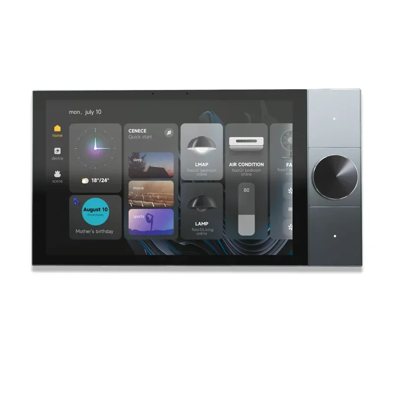 KNX Professional Building Automation Smart Switch Panel System IPS LCD Display 360 Rotary Control 220V Plastic Smart Lighting