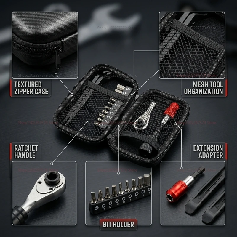 Portable Bike Repair Tool Kit, Bicycle Maintenance Set with Ratchet Wrench Screwdriver Lightweight Cycling Tools