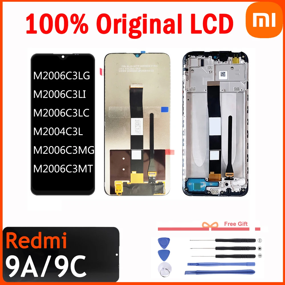 

ЖК-дисплей 6,53 дюйма для Xiaomi Redmi 9A, сенсорный экран, сменные детали, дисплей для телефона M2006C3LG 9C, рамка M2006C3LI, M2006C3MG, HM, оригинал