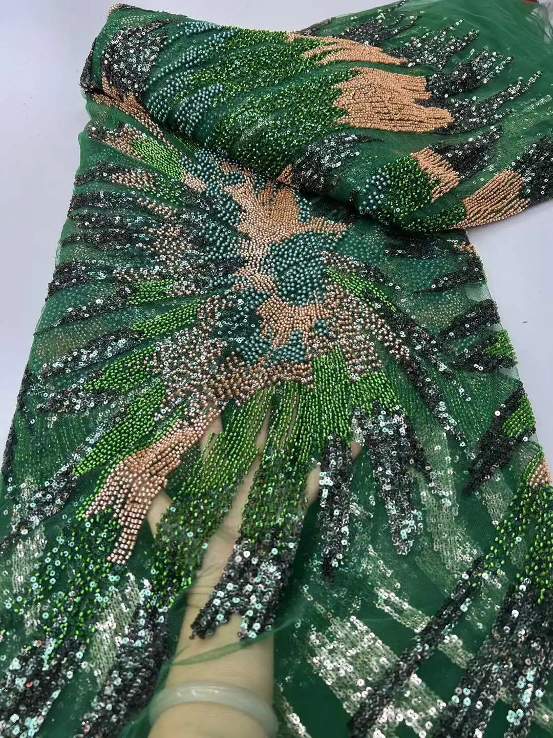 Pink French Mesh Lace Fabric Beads African Lace Fabrics Nigerian Mesh Lace Fabric For Diy Dresses Party Wedding