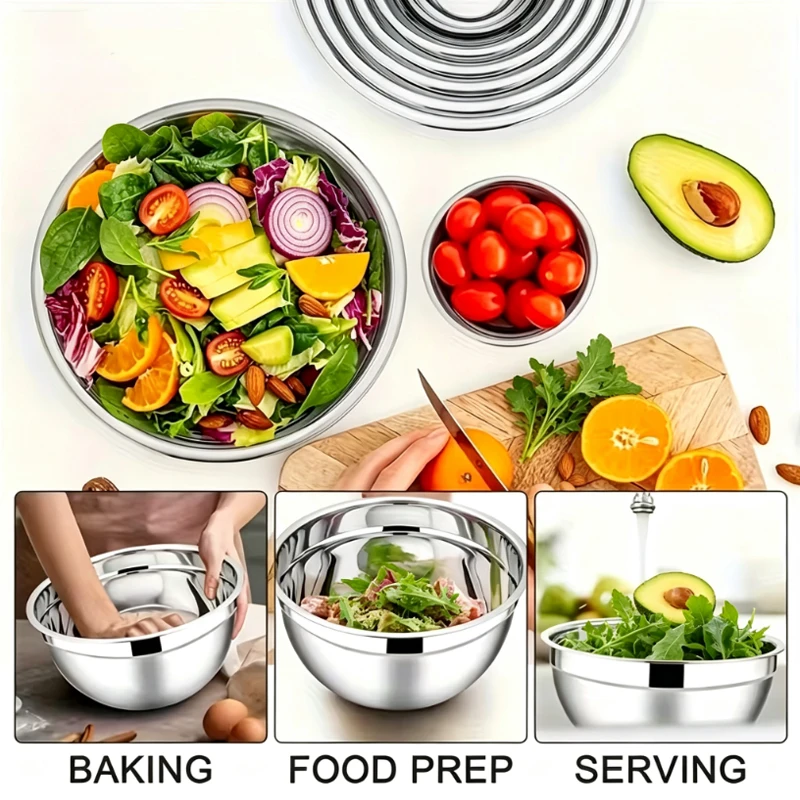 5개 세트의 스테인리스 스틸 믹싱 볼로, 다채로운 색상 - Kitchen Baking Bowls 리뷰 및 가격
