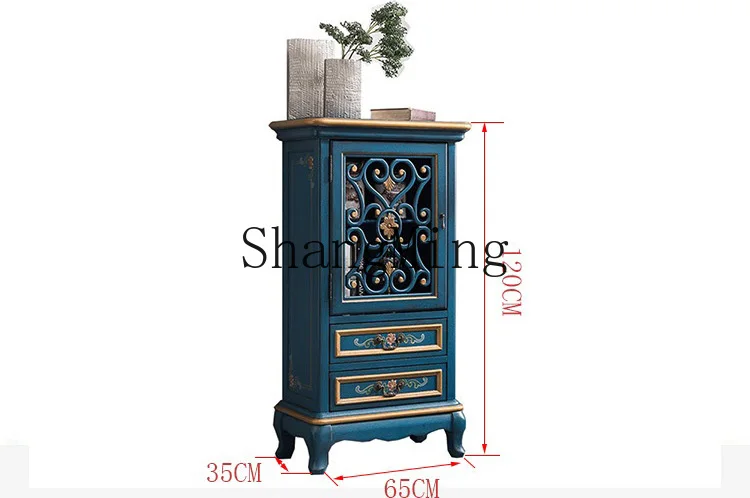SM solid wood dining side cabinet painted living room tea side cabinet small apartment living room simple storage cabinet