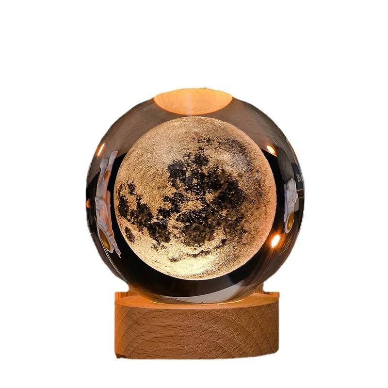 6cm 3D Crystal ball Crystal Planet Night Light Laser Engraved Solar System Globe Astronomy Birthday Gift Home Desktop Decoration