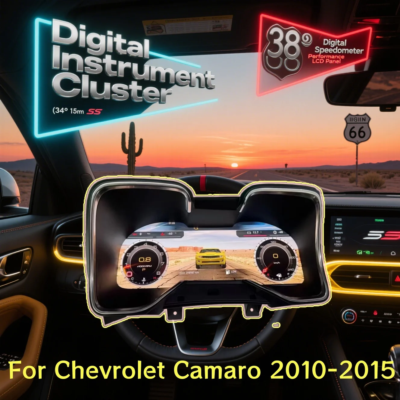 

12.3" For Chevrolet Camaro 10-15 Dashboard Speed Meter Odometer Virtual Cockpits Interactive Digital Instrument LINUX System Car