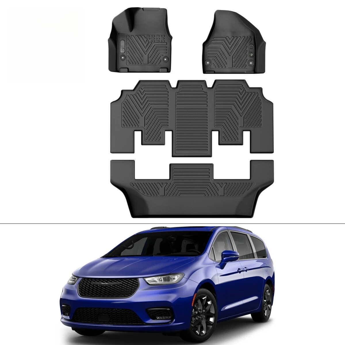 

Коврики для Chrysler Pacifica 2017-2026, черные, резиновые, всепогодная защита