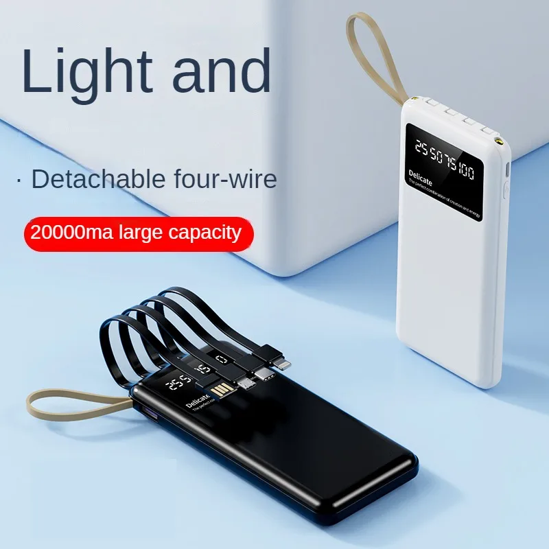 MINI Power Bank 20000mA/h Portable 2.1 A Fast Charging Poverbank Mobile Phone External Battery Powerbank Equipped with LED Light