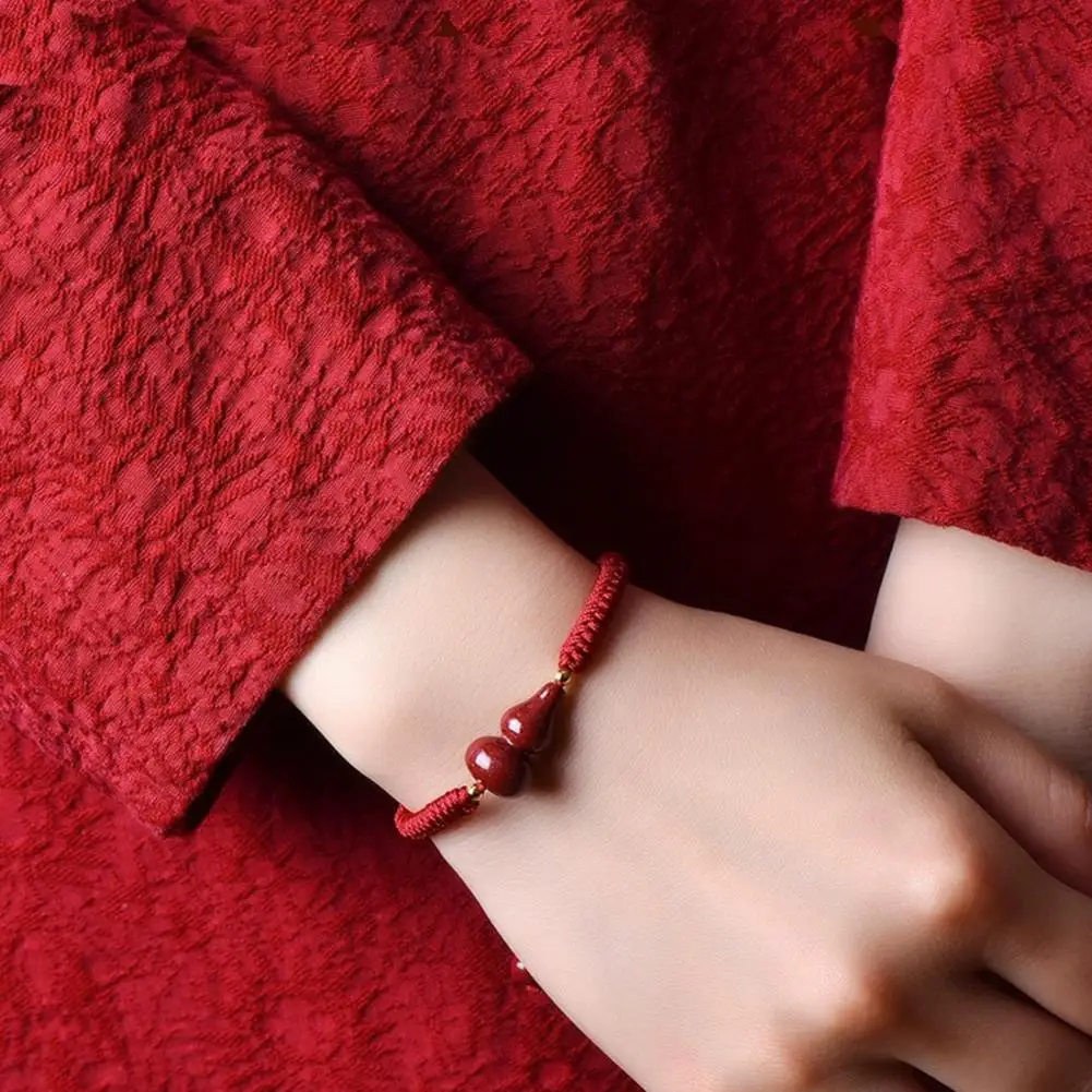 Unisex Hand Rope Chinese Zodiac Blessing Gourd Manual Braided Adjustable Tassel Bracelet Ethnic Style Jewelry Hand Strap